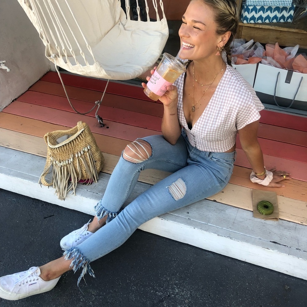Free People Great Heights Frayed Skinny Jeans